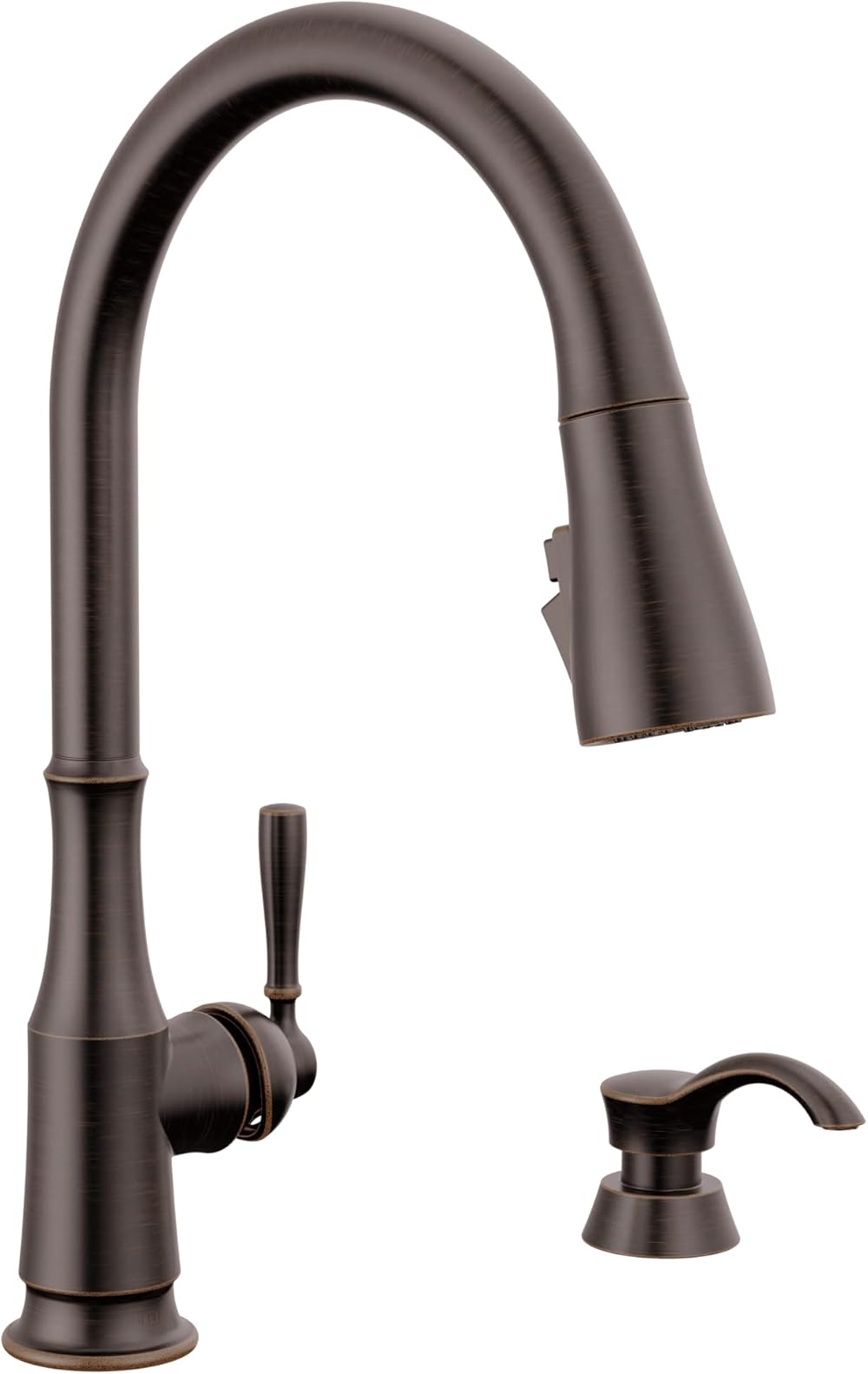 Delta Faucet Capertee Oil Rubbed Bronze Kitchen Faucet with Soap Dispenser, Kitchen Faucets with Pull Down Sprayer, Kitchen Sink Faucet with Magnetic Docking Head, Venetian Bronze 19877Z-RBSD-DST