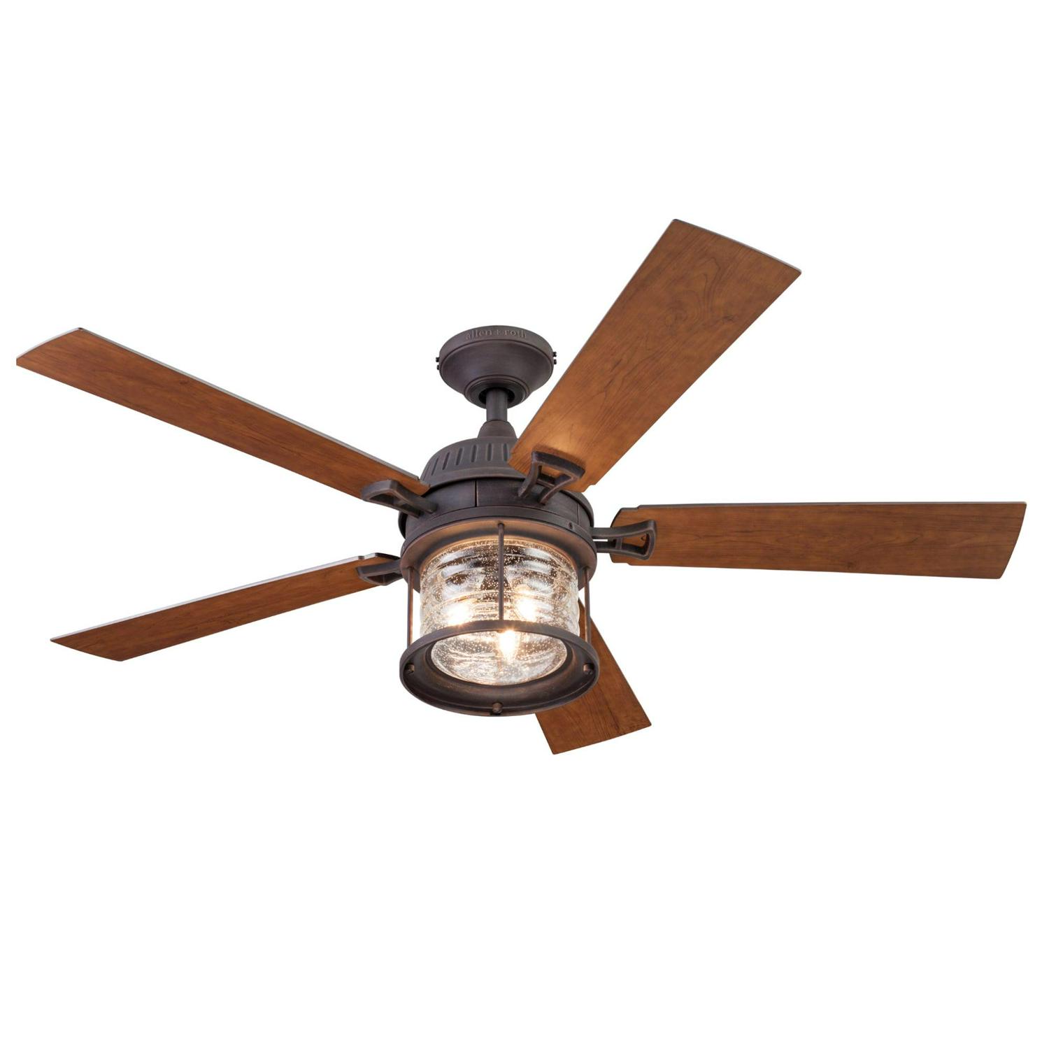 Harbor Breeze Stonecroft 52-in Aged Bronze Indoor/Outdoor Ceiling Fan with Light and Remote (5-Blade)