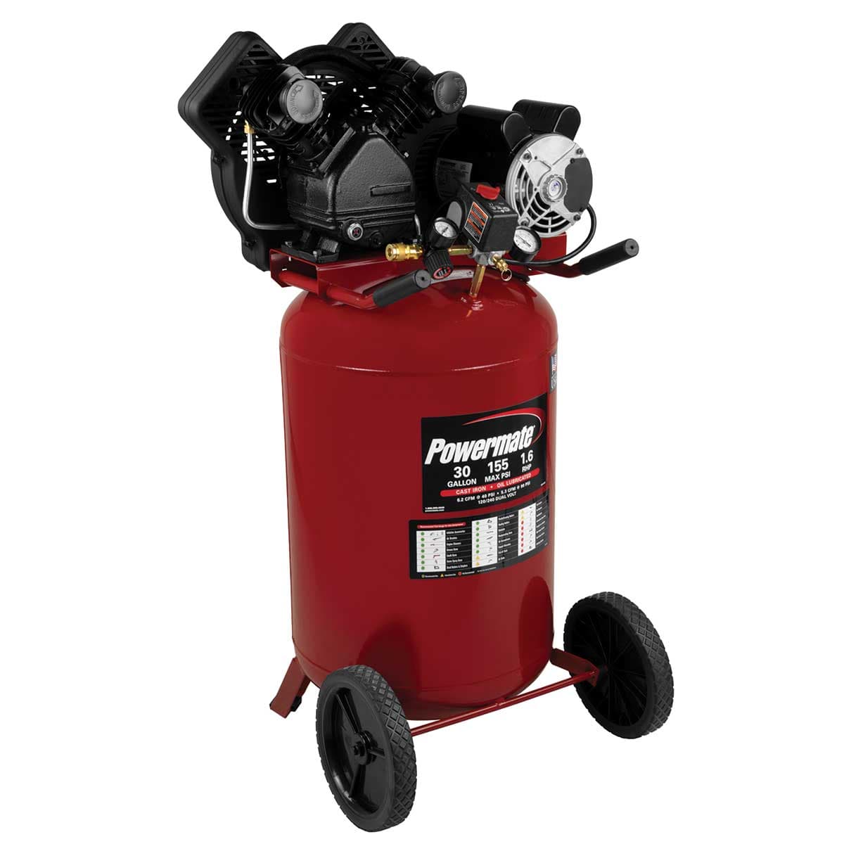 Powermate 30-Gallon Vertical V-Twin Cast Iron Pump Air Compressor