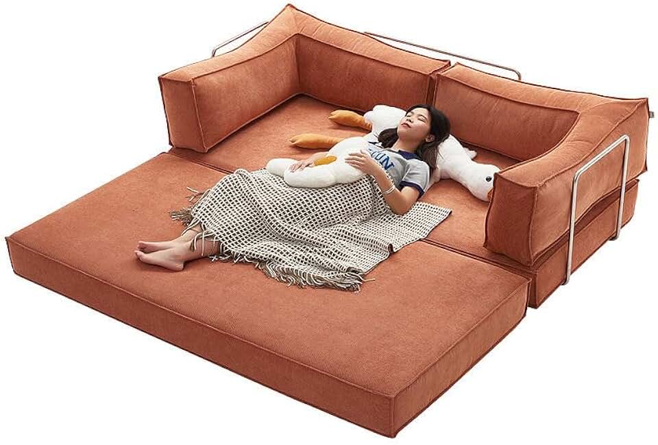 Compression Sofa Modular Compression Living Room Sofa Set - Upholstered Sleeper Sofa for Bedroom, Brown