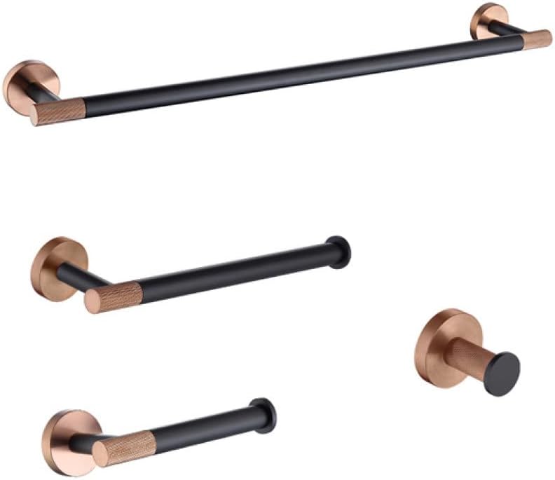 Rose Gold Black Coat Bath Towel Hook Paper Holder Towel Holder Toilet Brush Holder Bathroom Bathroom Hardware Accessories,4 Pieces Set