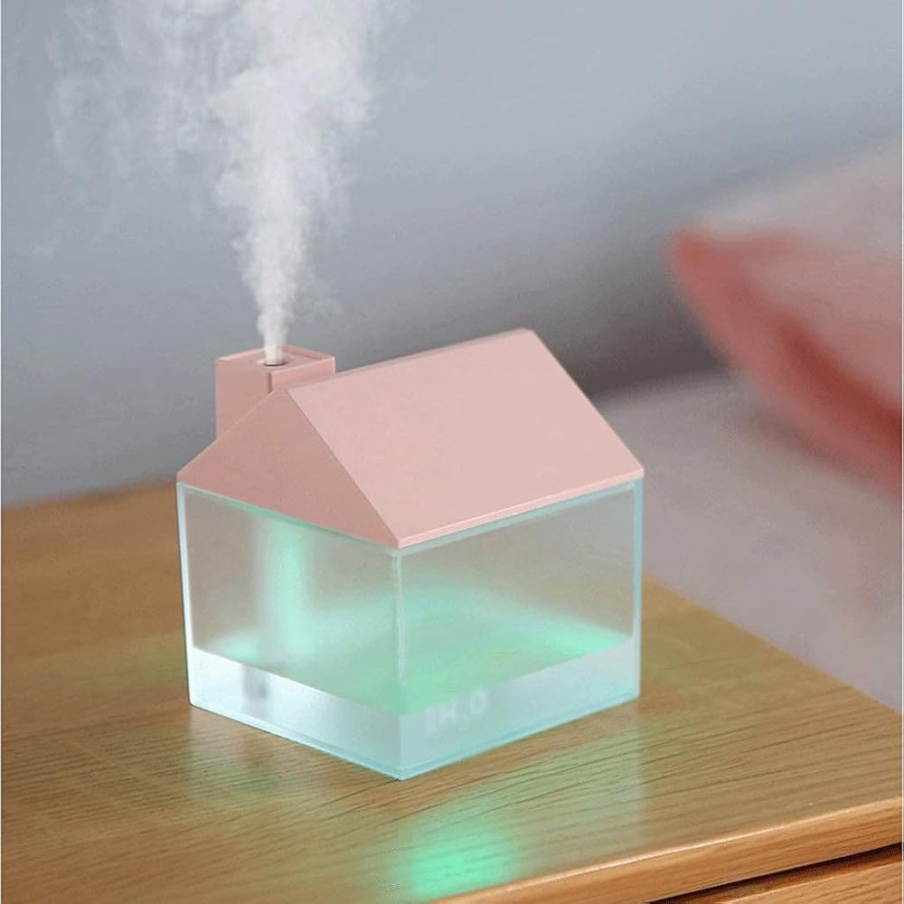 Humidifiers Mini Humidifier Small Rechargeable Dormitory Student Office Desktop House Portable Humidification Fresh Little House Three-In-One Humidifier Cool Mist Humidifier (Color : Pink)