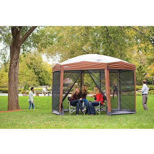Coleman 12 x 10 Back Home Instant Setup Canopy Sun Shelter Screen House, 1 Room, Brown