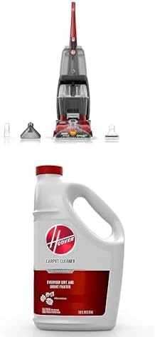 Hoover PowerScrub Deluxe Carpet Cleaner Machine, Upright Shampooer, FH50150NC + Hoover Everyday Solution, Deep Cleaning Carpet Shampoo, 128 oz Formula, AH30932