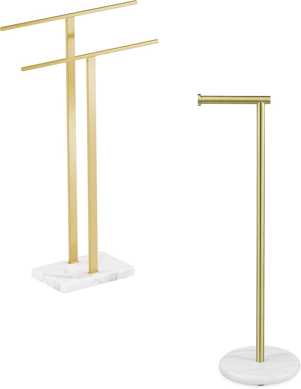 KES 2-Tier Towel Stand for Bathroom Floor Upgrade Steady Design Toilet Paper Holder Stand with Natural Marble Base, BTH217-BZ-KES+BPH284S66-BZ