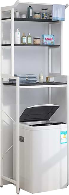 Laundry Room Storage Rack，trinity Shelving，Steel And Wood Washing Machine Storage Rack，3-Tier Storage Rack Above Washing Machine，Space-saving Storage Rack，Top-loading Washing Machine Storage Rack(Whit