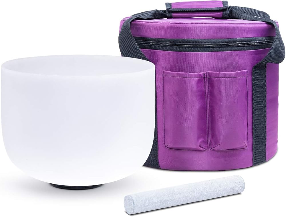 KVKA 432hz Crystal Singing Bowl C Note Root Chakra 14 Inch With Carrying Case