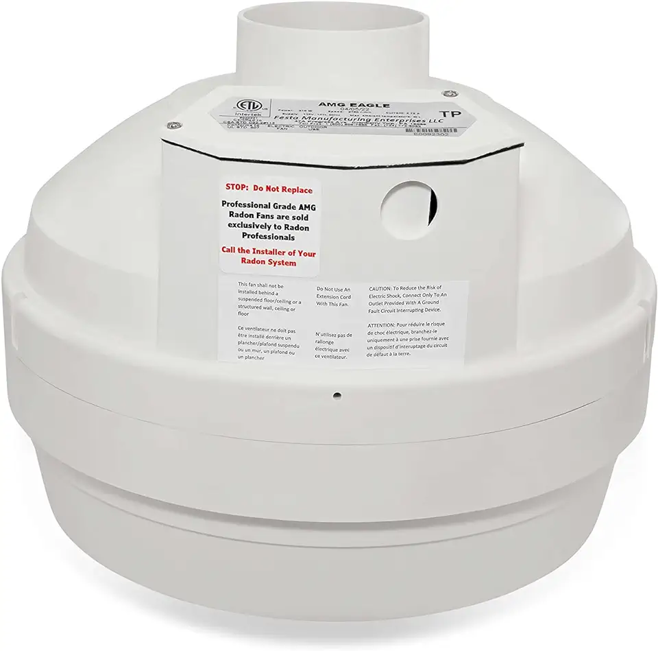 Festa Radon AMG Eagle Radon Fan - Quiet and Energy Efficient 241 CFM Radon Mitigation System Inline Fan - 3