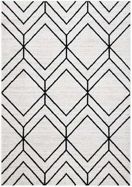 SAFAVIEH Adirondack Collection Area Rug - 9' x 12', Light Grey & Black, Modern Geometric Design, Non-Shedding & Easy Care, Ideal for High Traffic Areas in Living Room, Bedroom (ADR241F)