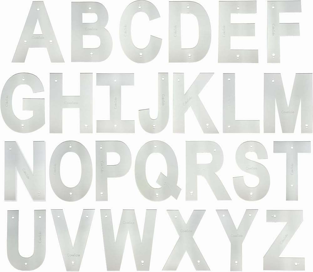CAKESAFE Clear Acrylic Letter Templates for Cutting Out Letter Shaped Cakes - Complete Set 