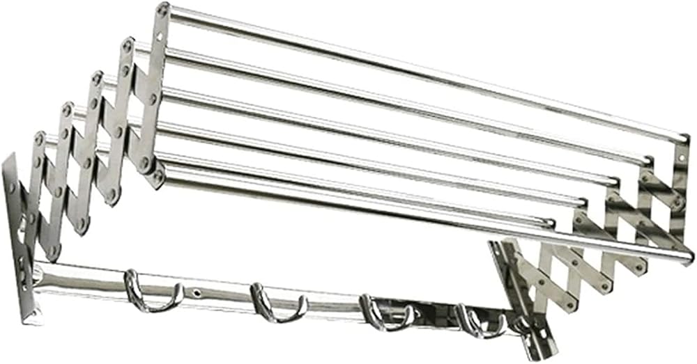 Wall Mounted Towel Laundry Drying Rack 304 Stainless Steel Clothes Airer Space Saving Towel Rail Retractable Huge Capacity Dryer Bath Hanging Easy Storage (Size : 50cm)