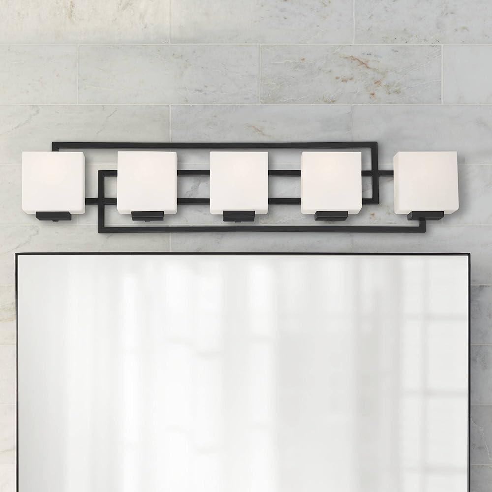 Possini Euro Design Lighting on The Square Modern Wall Mount Light Matte Black Aluminum Hardwired 37