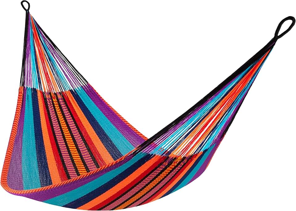 Handwoven Hammock by Yellow Leaf Hammocks - Double Size, Fits 1-2 PPL, 400lb max - Weathersafe, Super Strong, Easy to Hang, Ultra Soft, Artisan Made - Color: Tropical Multicolor