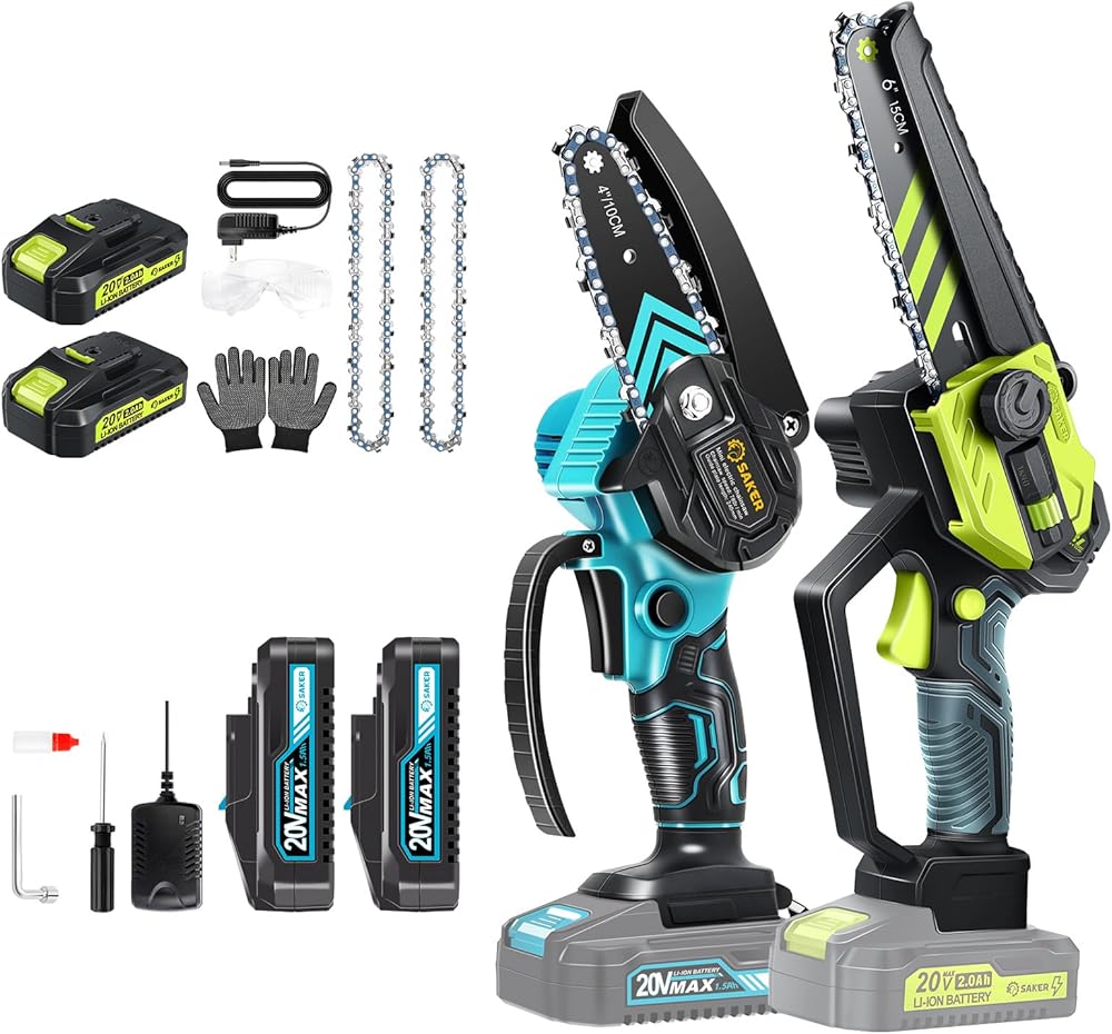 Saker Mini Chainsaw,Portable Electric Chainsaw Cordless and Saker Multifunction Mini Chainsaw,6 Inch Brushless Chainsaw
