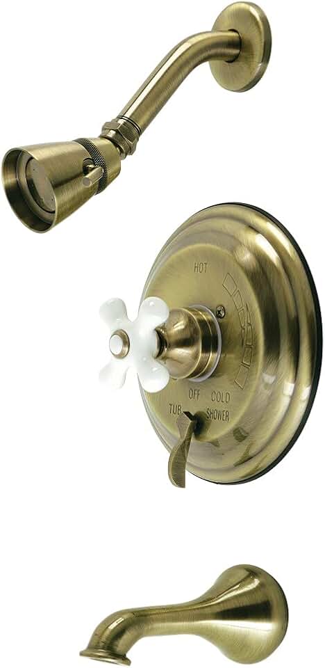 Kingston Brass KB36330PX Restoration Tub and Shower Faucet, Antique Brass