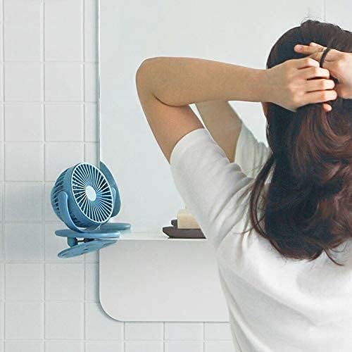 USB Portable Handheld Fan Clip-On Fan 360 Degree Rotating Small 3 Speed Handheld Electric Fan for Student Dormitory Office, vertice, Platinum (Color : Blue Ivy)