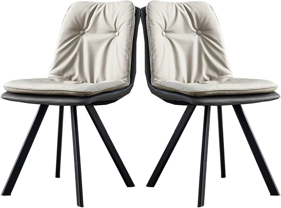 Kitchen Chairs Anti-Skid Dining Chairs Multipurpose Counter Chairs with Metal Legs Pu Leather Seat and Backrests Soft Comfortable Office Chair for Bedroom Living Room Set of 2/Beige/One Size