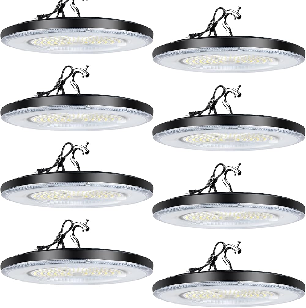 150W LED High Bay Light 21000LM (Eqv.600W MH/HPS) 5000K High Bay LED Light, ETL Listed Commercial Bay Lighting Energy Saving Upto 1100KW*8-8Pack