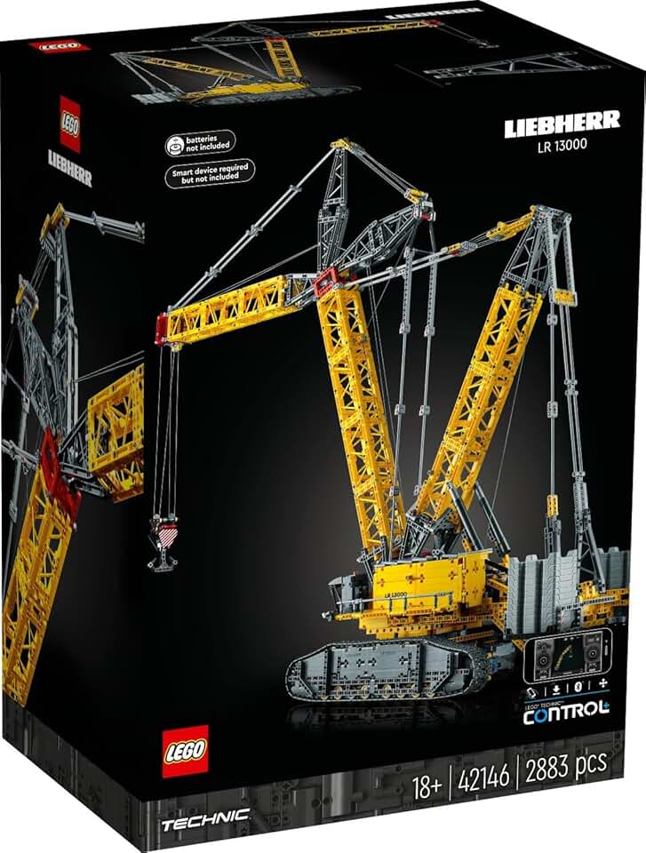 LEGO 42146 Technic Liebherr Crane LR 13000 Model Building Kit with Construction Vehicles, Construction Kit for Adults, Vehicles with Remote Control via CONTROL+ App, Construction Set with Realistic