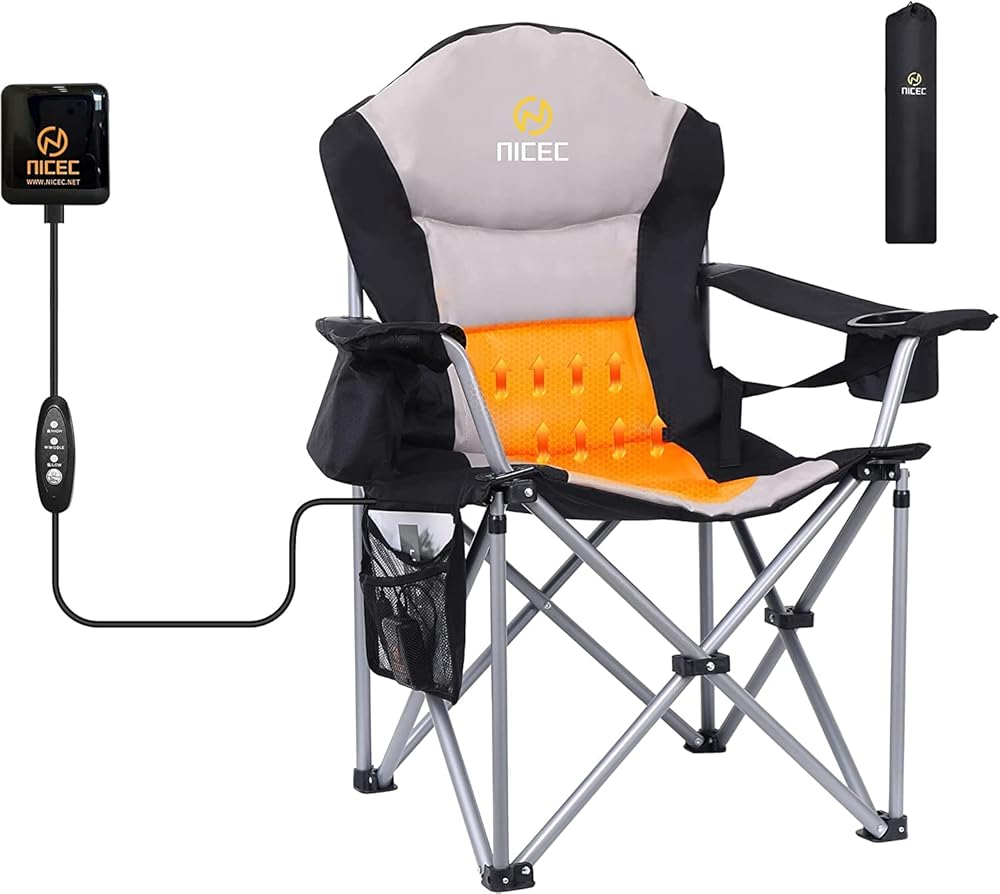 Nice C Heated Camping Chair with Power Bank + Beach Chair with Cooler