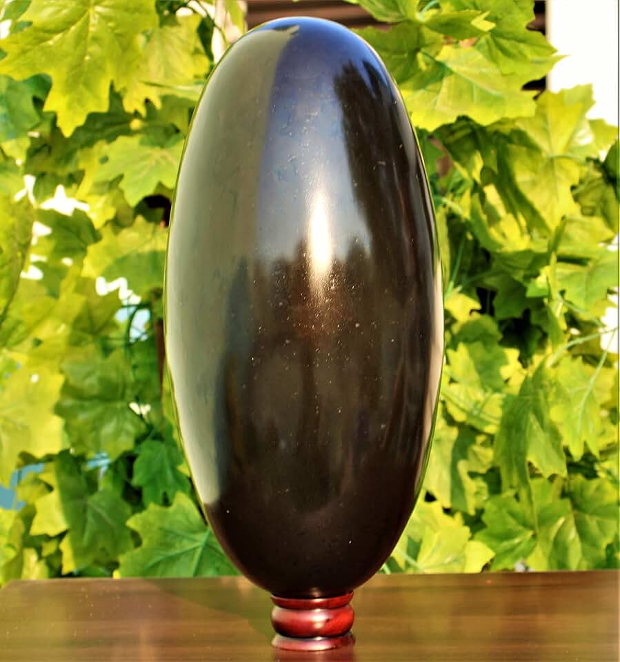 Polished Natural Black Tourmaline Crystal Chakras Healing Metaphysical Huge Big Stone Lingam (390mm) Meditation Feng Shui Aura Shivling
