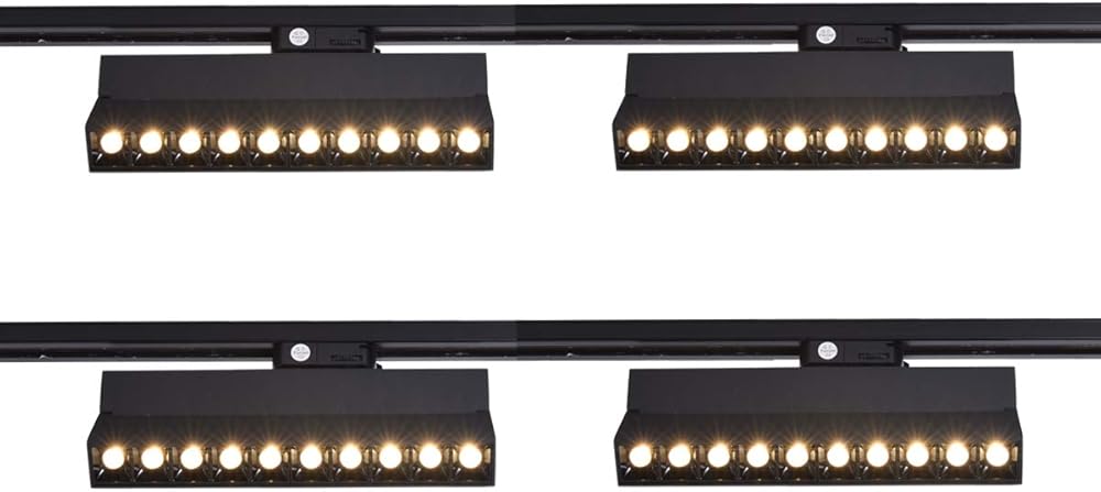 mirrea 20W Dimmable LED Array Track Lighting Heads Black Painted Compatible with Single Circuit H Type Track Rail CRI 90 Warm White 3000K Beam Angle 30° for Wall Art or Shop Window Pack of 4