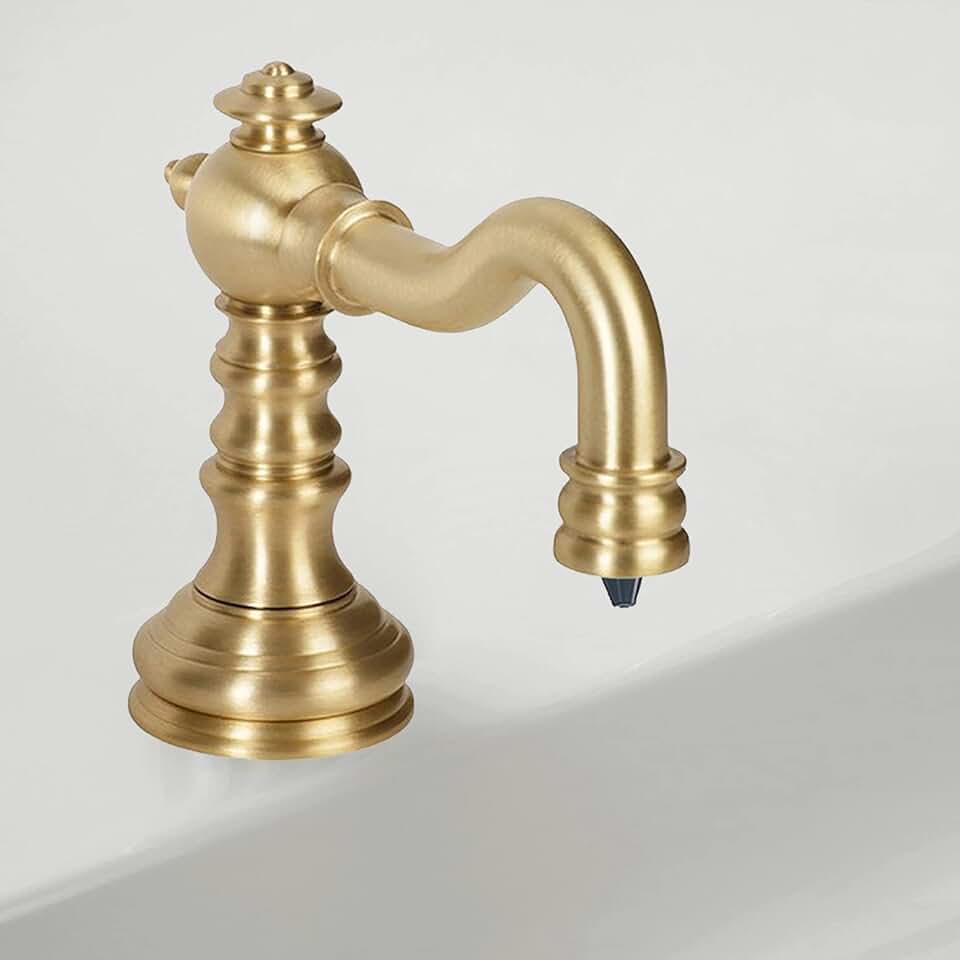 Lyon Commercial Antique Style Automatic Soap Dispenser - FS1143 Contemporary Deck Mount Solid Brass Sensor Soap Dispenser - Brushed Gold Finish