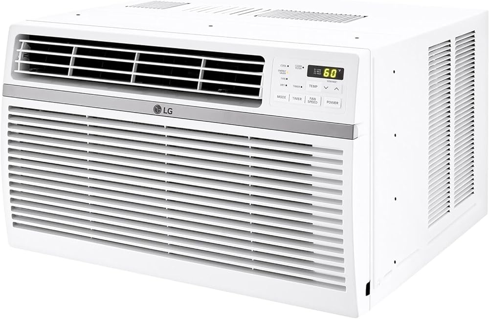 LG 10,000 BTU Window Air Conditioner, 115V, Cools 450 Sq.Ft. for Bedroom, Living Room, Apartment, Quiet Operation, Electronic Control with Remote, 3 Cooling & Fan Speeds, Auto Restart, White
