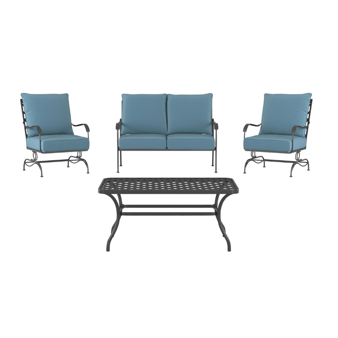 Style Selections San Terra 2-Piece Patio Conversation Set with Blue Cushions