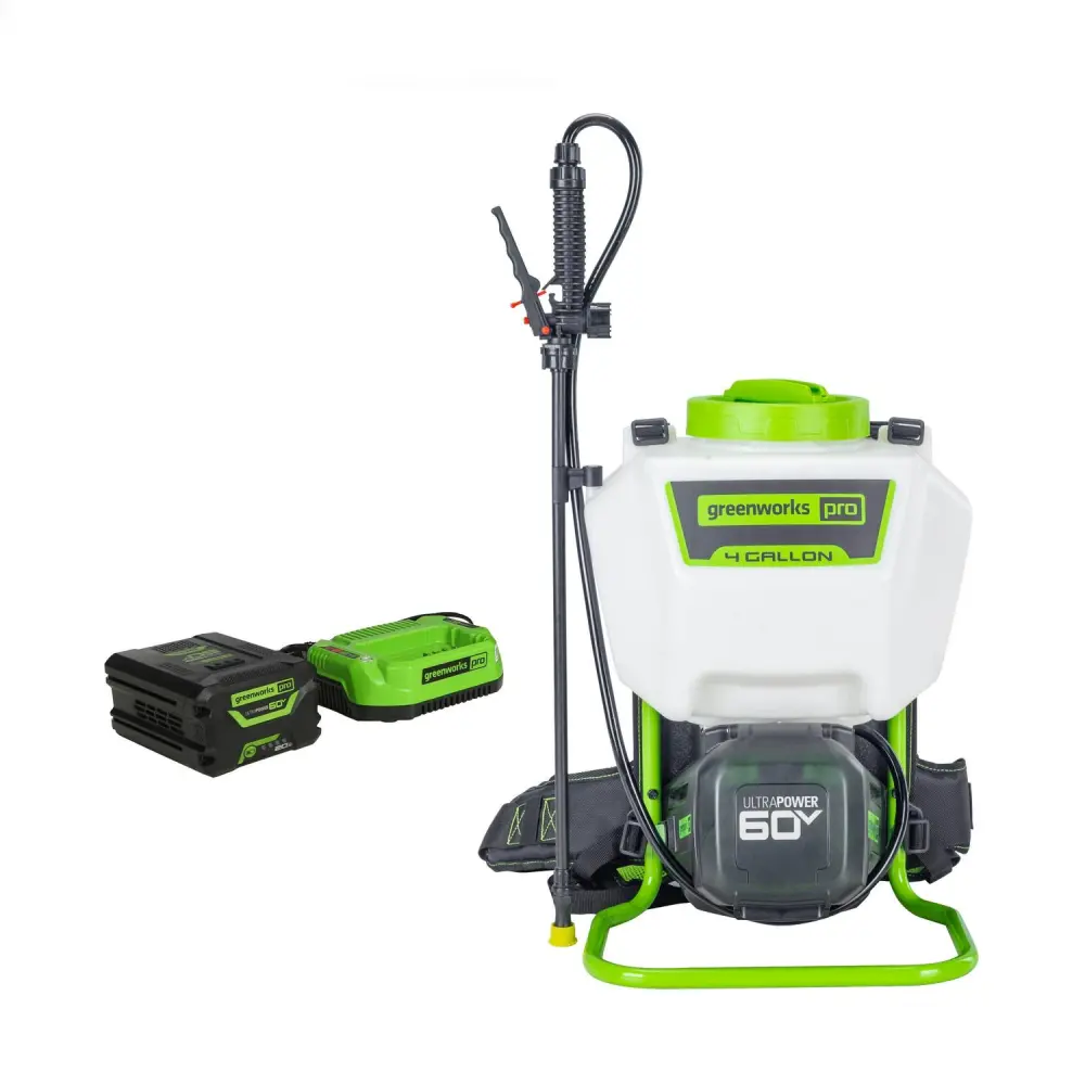 Greenworks 60V 4 Gallon Cordless Battery Backpack Sprayer with 2.0Ah Battery and Charger