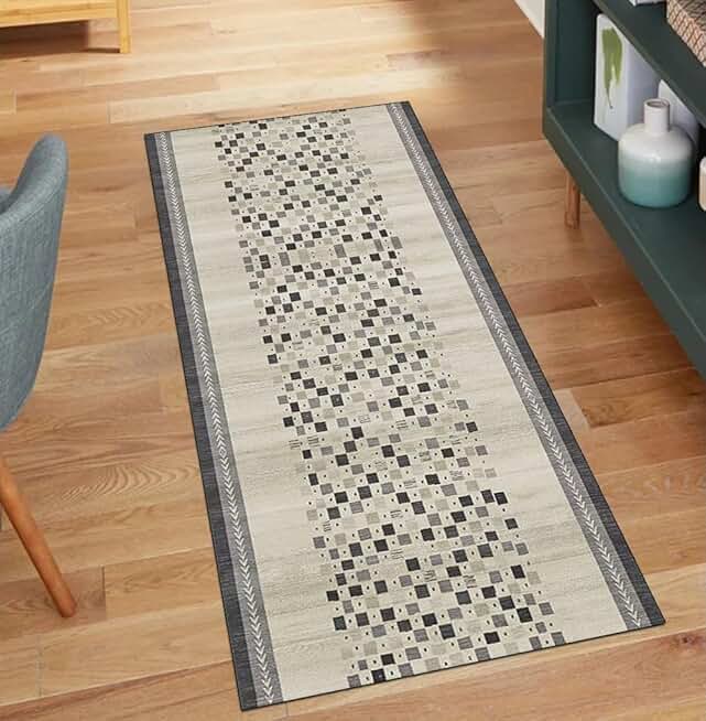 Runner Rugs, Hallway Kitchen Grey 2'x25' Vintage Home Decor Non Slip Washable Runners for Corridor Hallway