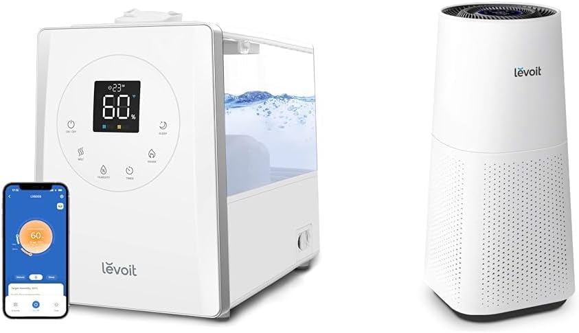 LEVOIT LV600S Smart Warm and Cool Mist Humidifiers for Home Bedroom Large Room, (6L) & Air Purifiers for Home Large Room with HEPA Filter for Allergies, Cleaner for Pets
