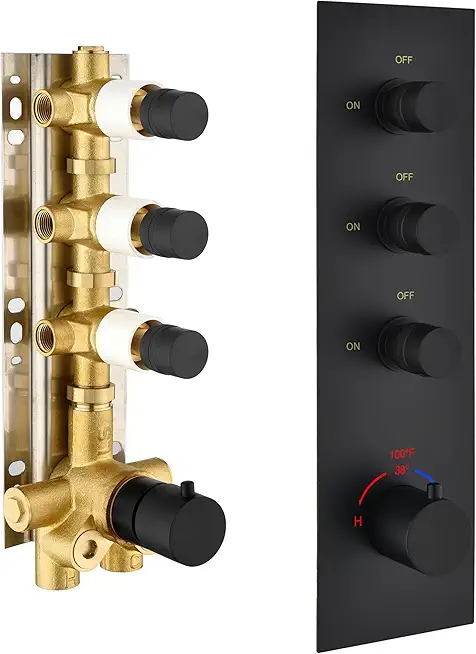 Thermostatic Shower Valve With Diverter 3 Way Thermostatic Shower Diverter Valve Black Thermostatic Temperature Control and Individual On Off Flow Control Shower Mixing Valve Kit Replacement