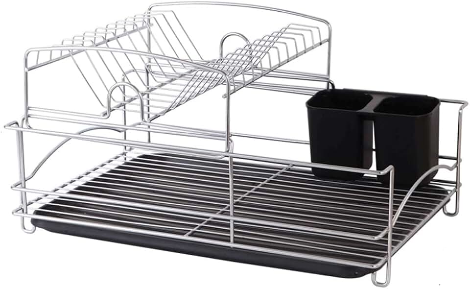 Dish Rack with Drainboard Dish Storage Racks with Removable Utensil Holder Slots Dish Drainer