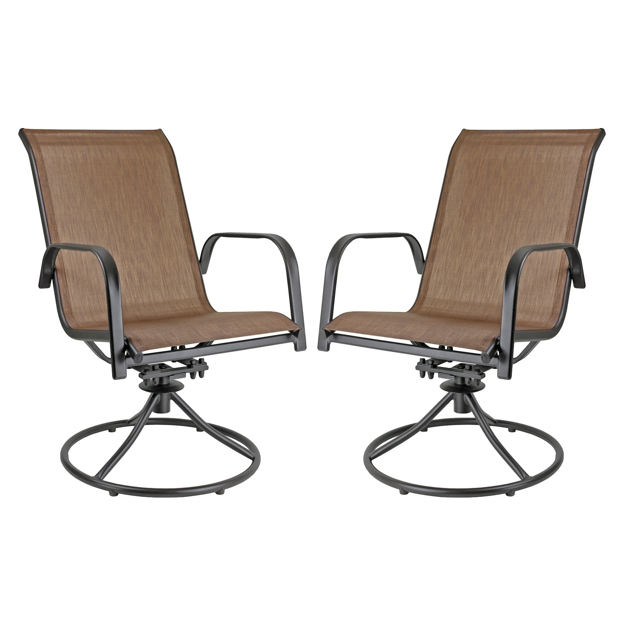 Patio Master Sienna Swivel Rocker Metal Patio Chair, Brown Espresso Finish (Pack of 2)