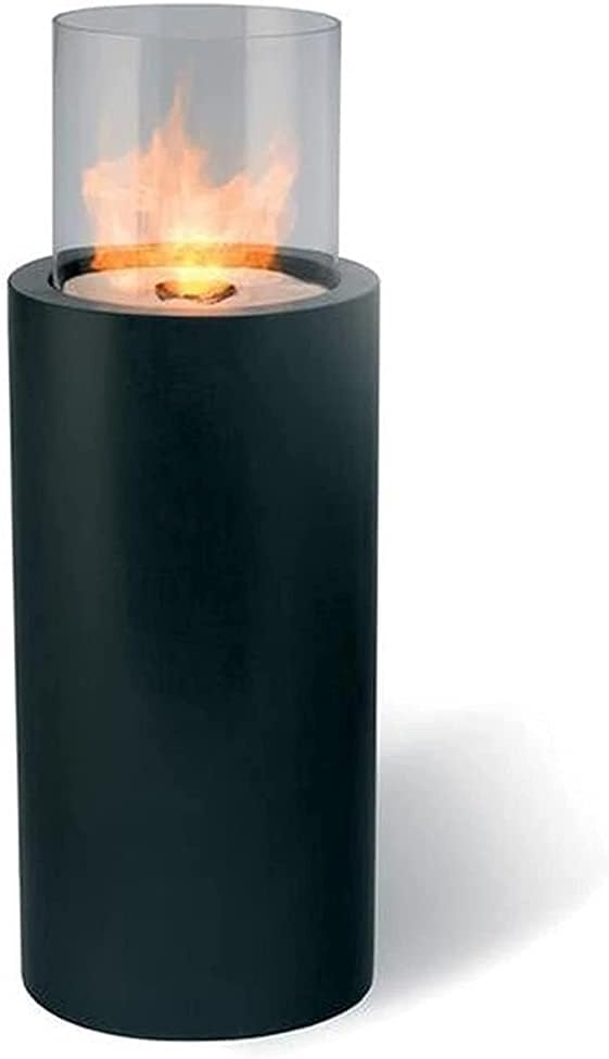 FHB 3L Bio Ethanol Fireplace Ventless, Round Fireplace with Windproof Glass Cover, for Indoor Outdoor Valentine's Day, Birthday, Party, Dining
