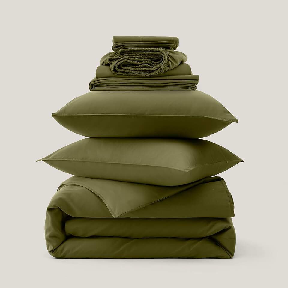 Double Stitch Cotton Tencel Duvet Cover Set and Cotton Tencel Sheet Set, King, 1 Duvet Cover, 106