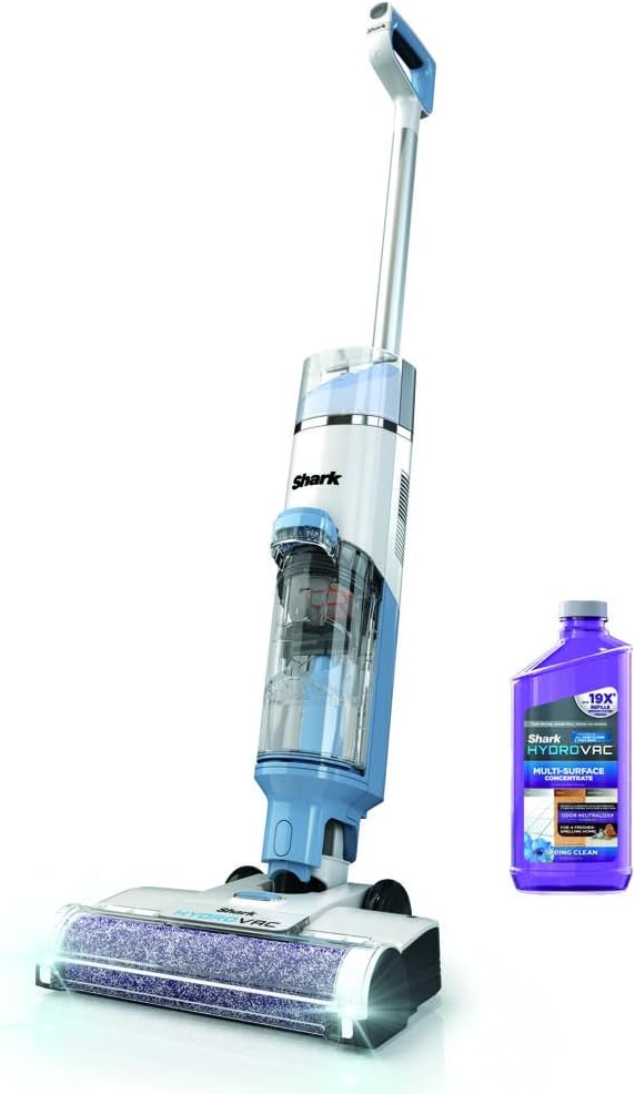 Shark WD201 HydroVac Cordless Pro XL 3-in-1 Vacuum, Mop & Self-Cleaning System with Antimicrobial Brushroll and Solution for Multi-Surface Cleaning, for Hardwood, Tile, Marble & Area Rugs, Pure Water