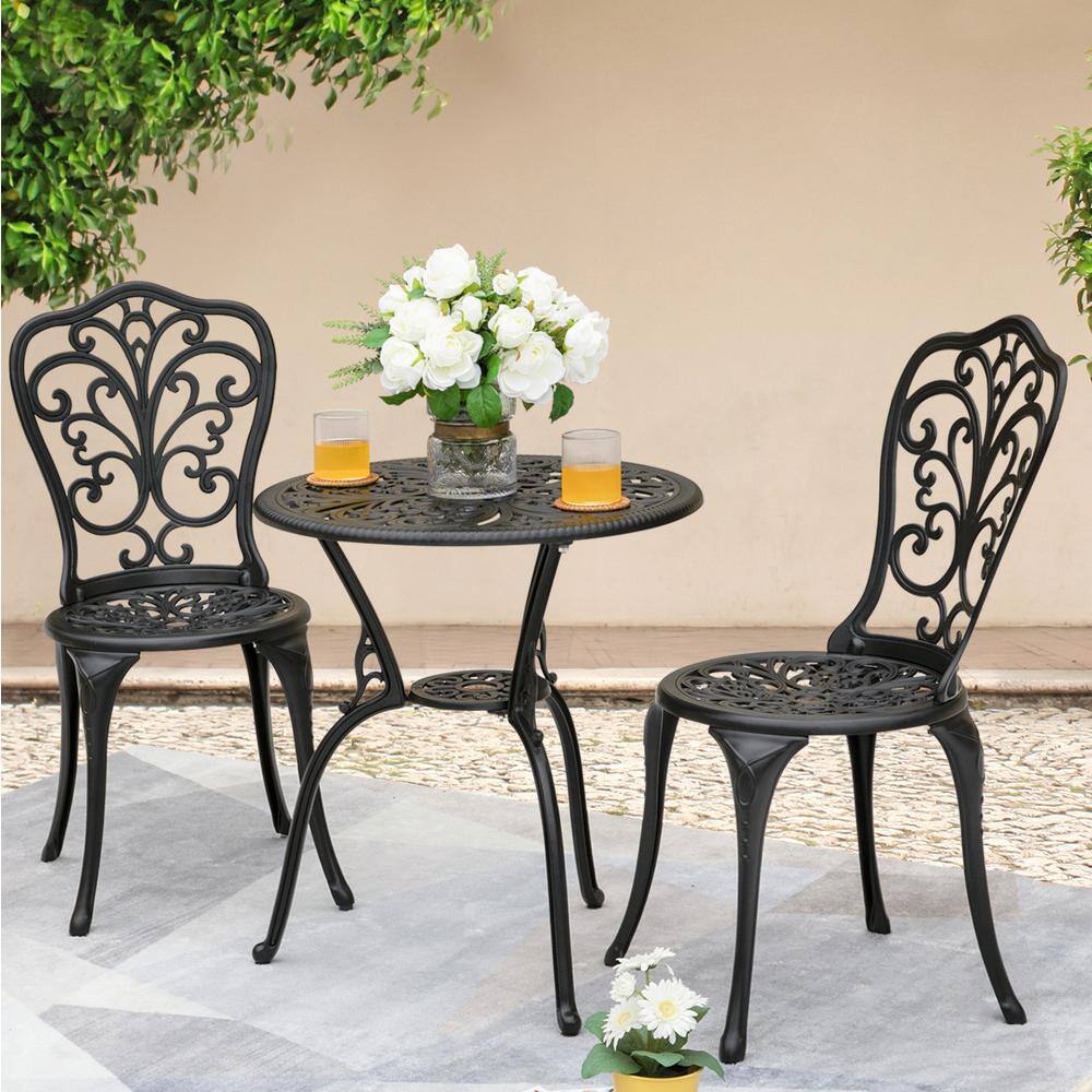 Nuu Garden 3-Piece Cast Aluminum Patio Bistro Set Rust-proof Outdoor Furniture Set