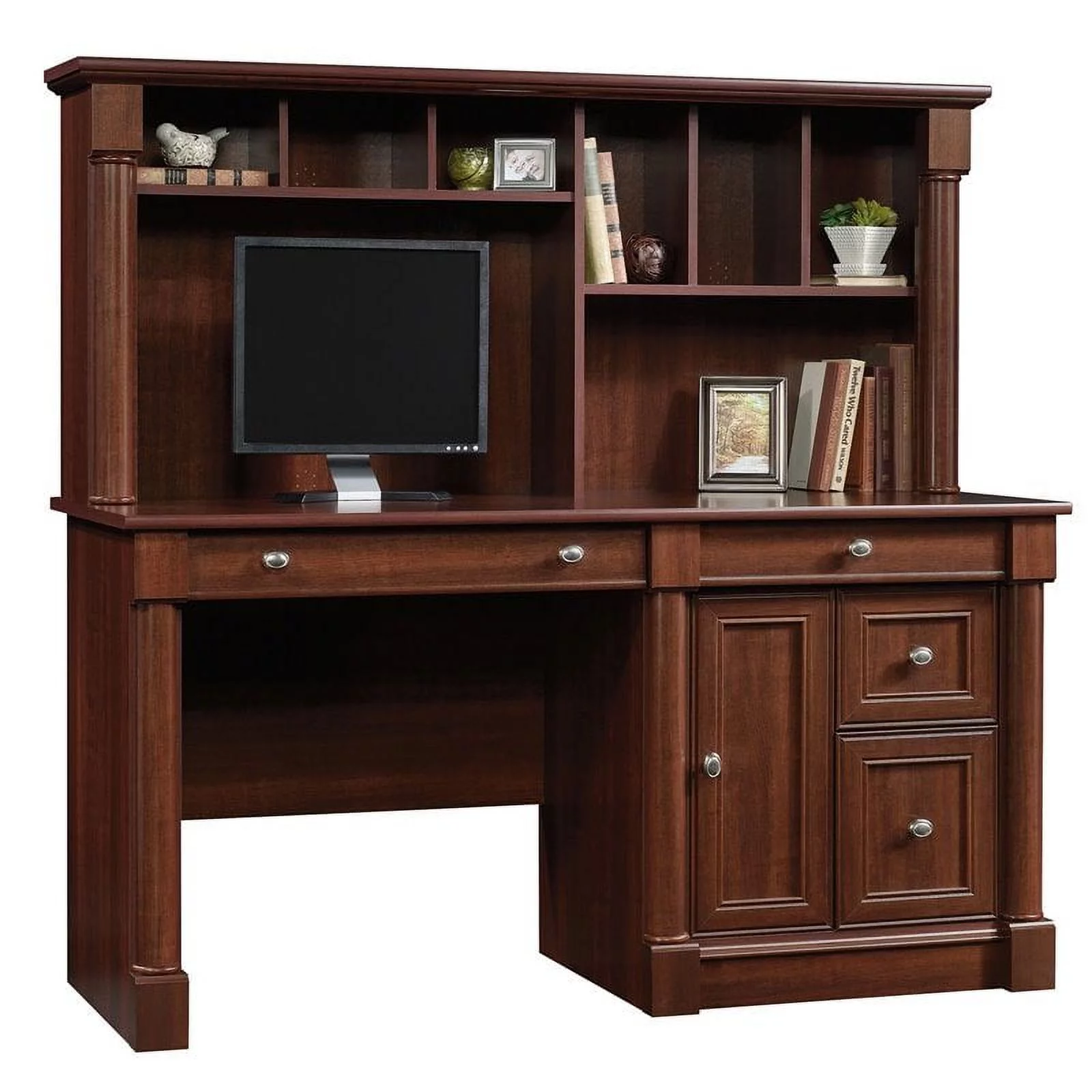 Bowery Hill Computer Desk with Hutch in Cherry