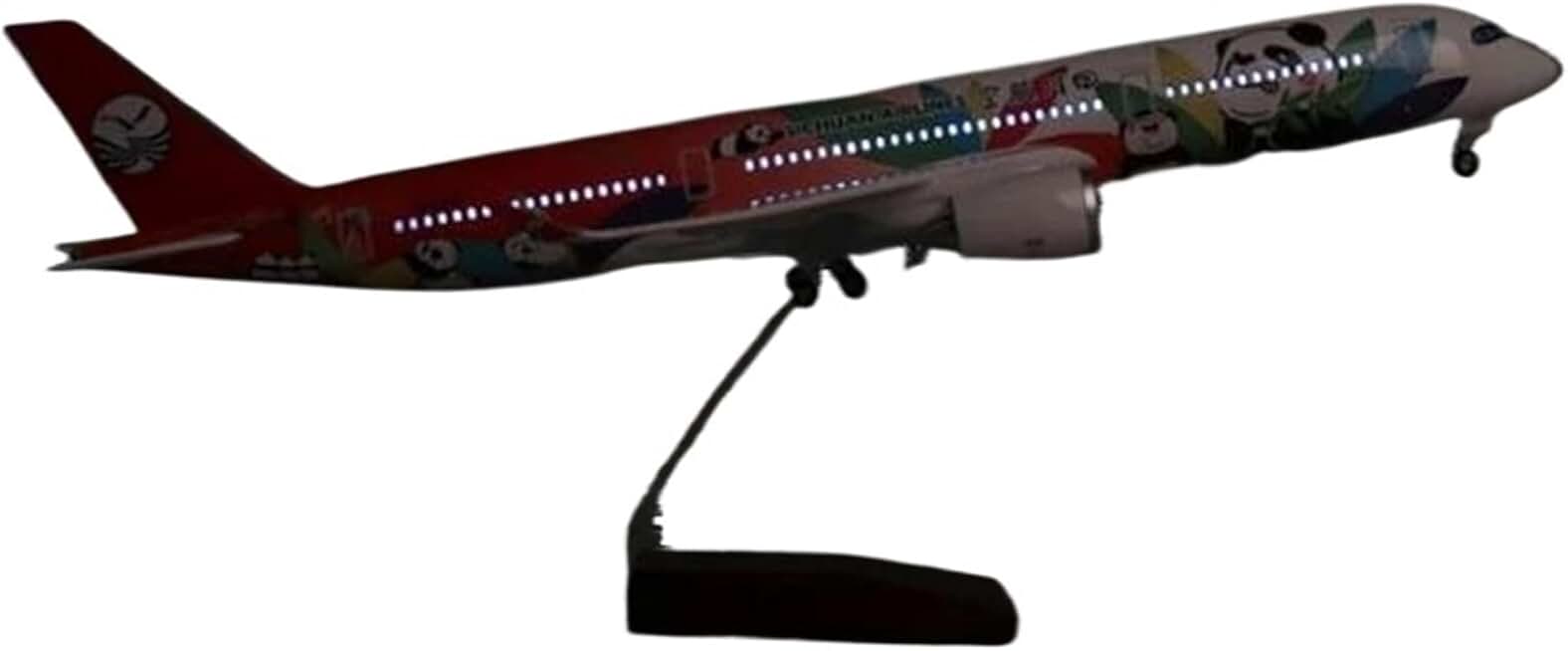 Model Planes 47cm 1/142 Scale Model Aircraft A350 for Sichuan Panda Airlines Model with Lights and Wheels Diecast Resin Aircraft Model Kit Collectible Model Kit(Lights)