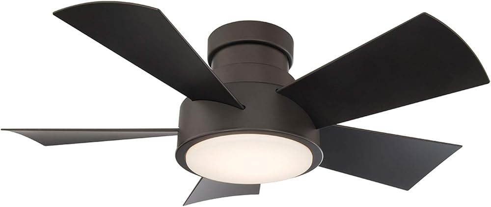 Vox Smart Indoor and Outdoor 5-Blade Flush Mount Ceiling Fan 38in Bronze with 3000K LED Light Kit and Remote Control works with Alexa, Google Assistant, Samsung Things, and iOS or Android App