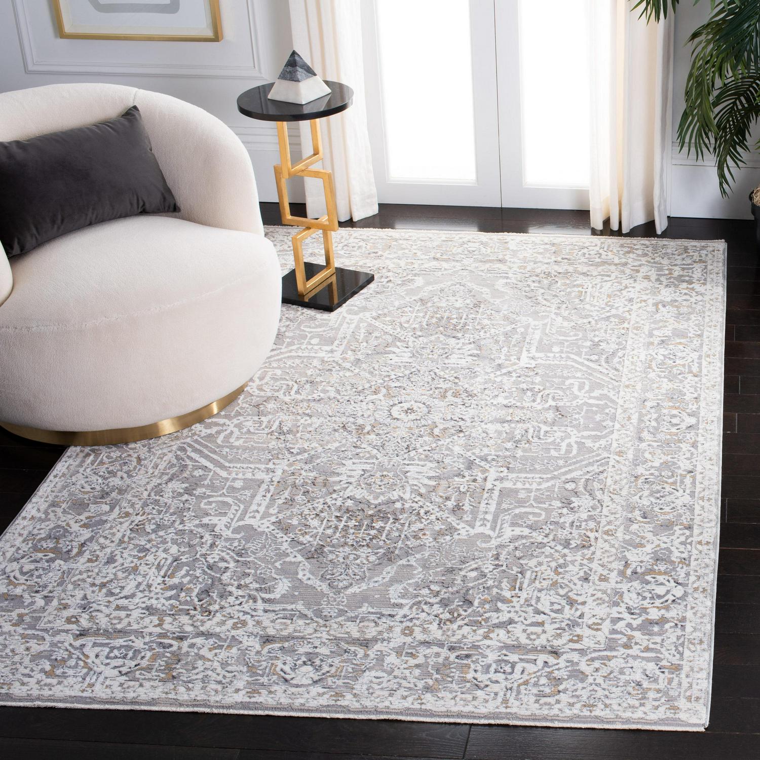 allen + roth Gracen 8 X 10 (ft) Ivory/Light Gray Indoor Distressed/Overdyed Vintage Area Rug