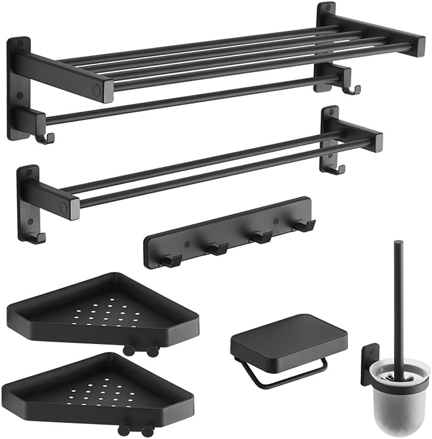Bathroom Accessories Bathroom Space Aluminum Towel Rack Bathroom Towel Rack Shelf Toilet Paper Holder Six Sets, DNSS-0926