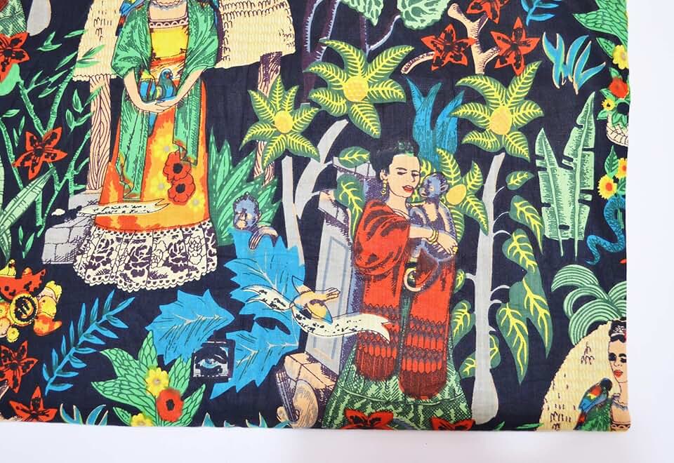 Scrren Print Dressmaking by The Yard Fabric 100% Cotton Floral Print Fabric for Sewing Crafting Ethnic Running Natural Dye Sanganeri Indian Fabric by The Yard 531 (50 Yard pre Cut)