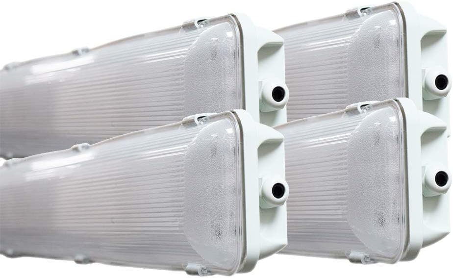 2 FT 4500K 36W LED Vapor Tight Lights | Commercial Indoor/Outdoor Hardwired IP65 Waterproof Fixtures | 3600 Lumens | Detachable LED Strips (4-Pack)