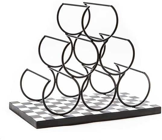 MACKENZIE-CHILDS Courtly Check Wine Rack, Decorative Wine Storage, Standing Wine Rack for Kitchen Counter or Bar Shelves