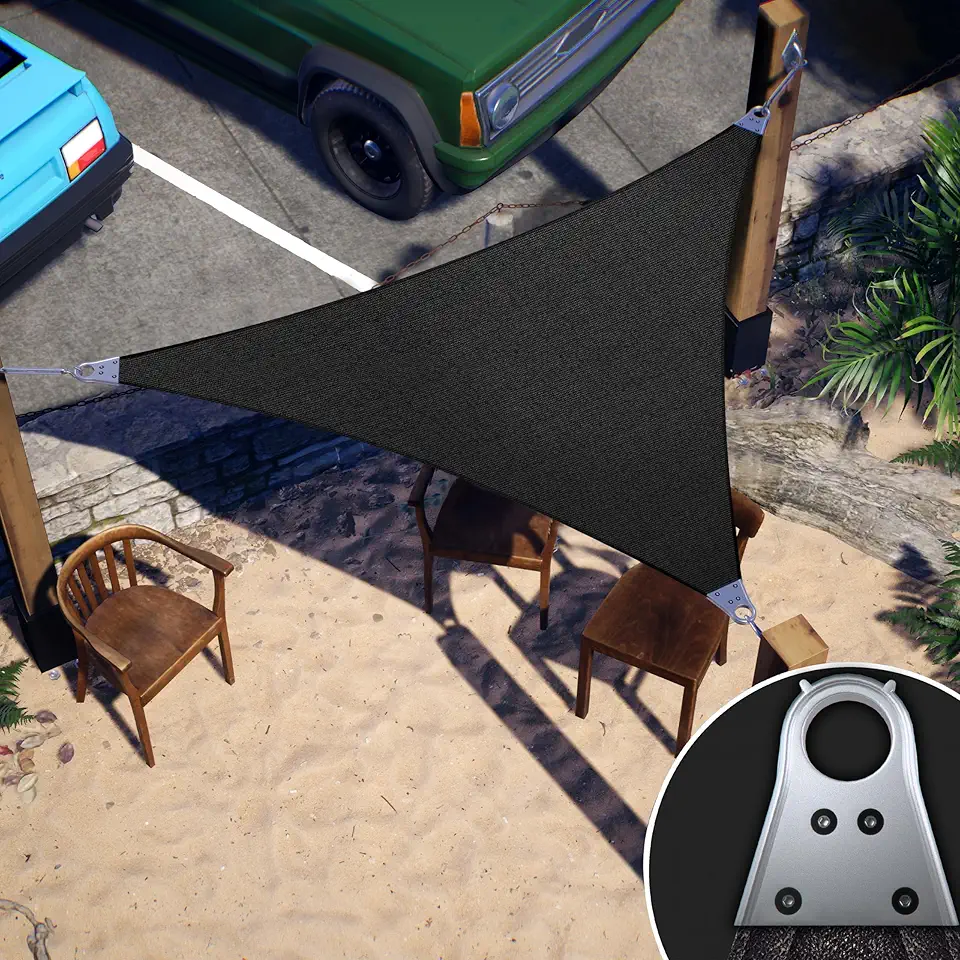 ColourTree Super Ring 32' x 32' x 32' Black Triangle Sun Shade Sail, Commercial Grade UPF50 Canopy, Reinforced Corners & Edges, 260 GSM Fabric Heavy Duty -3 Years Warranty (We Make Custom Size)