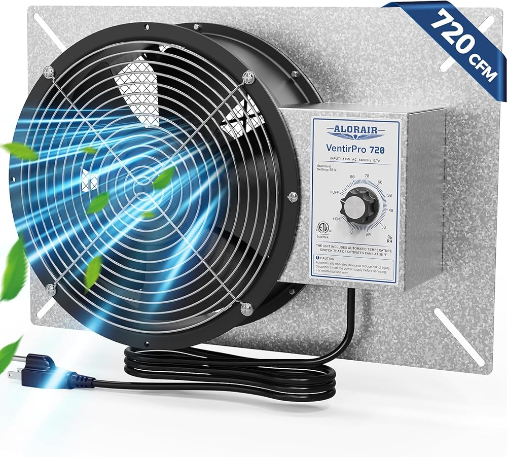 ALORAIR 720 CFM High Flow Powered Crawl Space Ventilation Fan, IP55 Rated 10