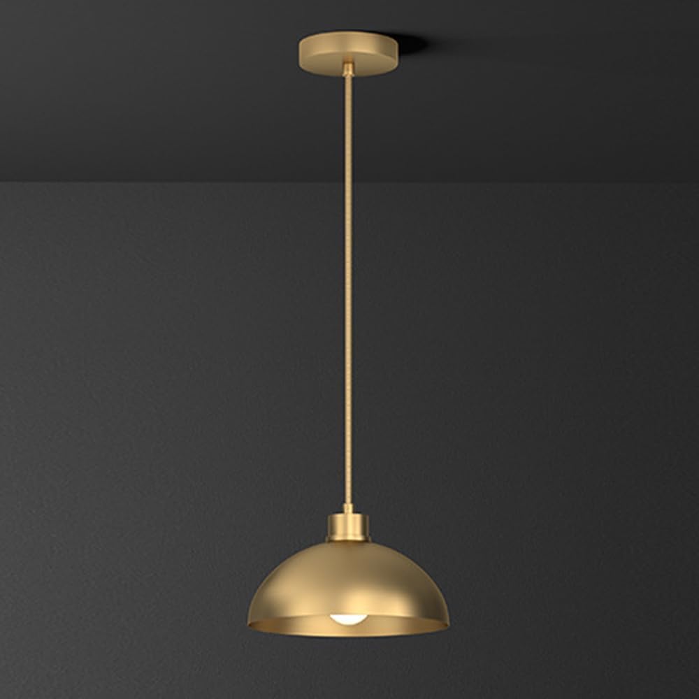 Brass Industrial Pendant Light All Copper Dome Pendant Light, Nordic Modern Indoor Hanging Light Fixtures for Kitchen Island Restaurant Dining Room Aisle, Gold Hanging Ceiling Light - 1 Pack